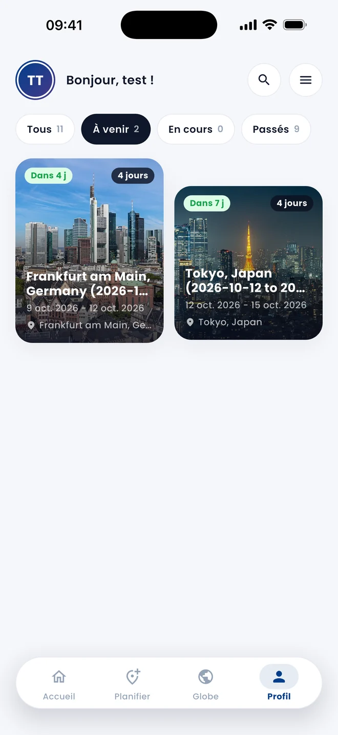 Vos voyages et leurs récapitulatifs